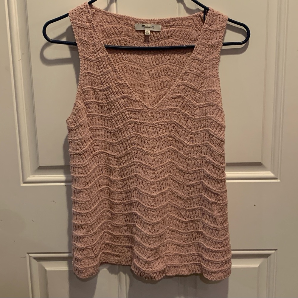 Madewell Knit Crochet Ribbed Dusty Pink Sleeveless Vest Tank Top Size XS